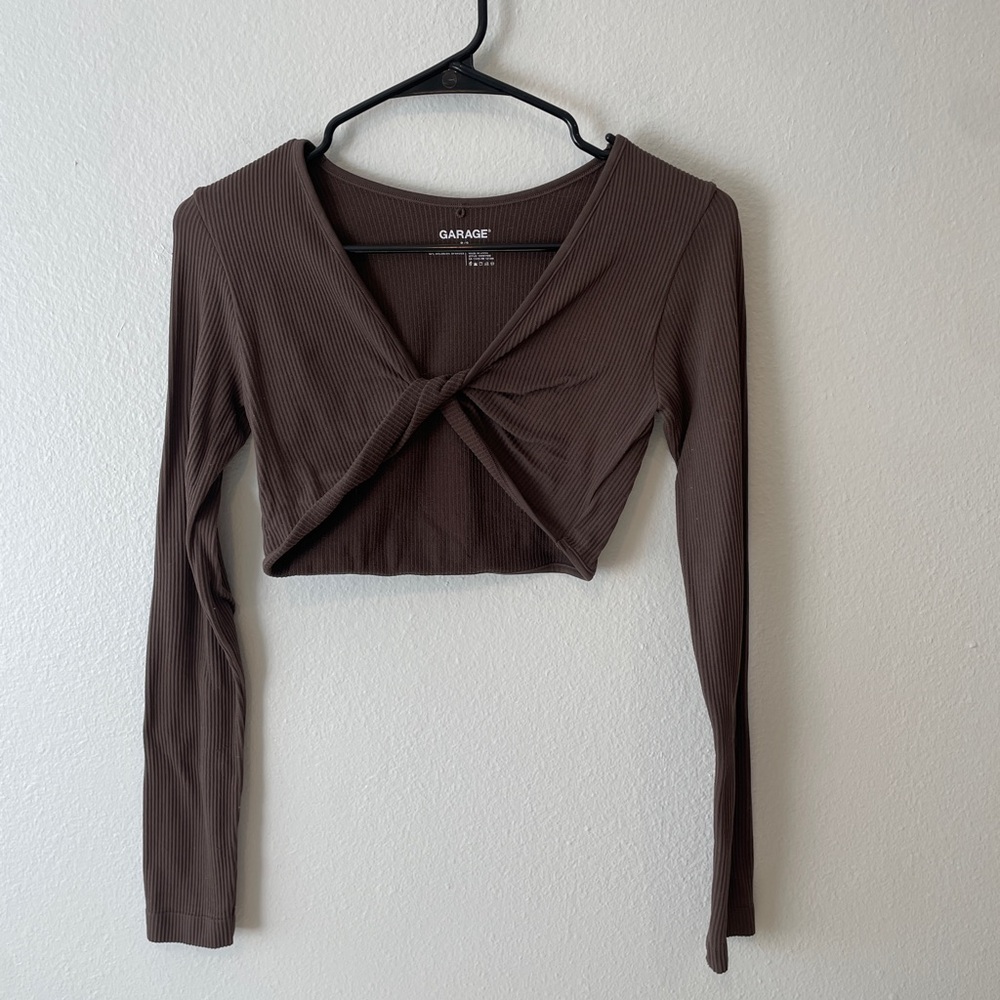 Garage Chocolate Twist Front Crop Top